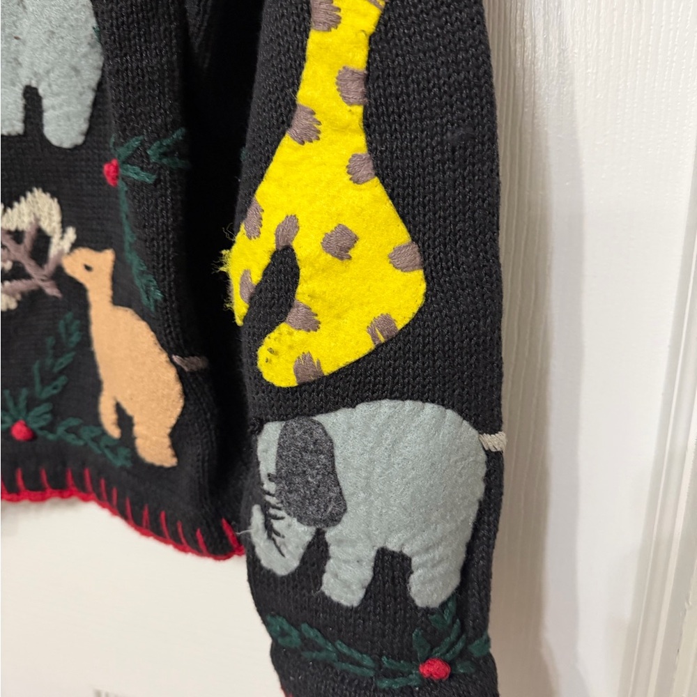 VINTAGE Jodi Blake one of a‎ kind felt animal cardigan sweater size small - Picture 4 of 7